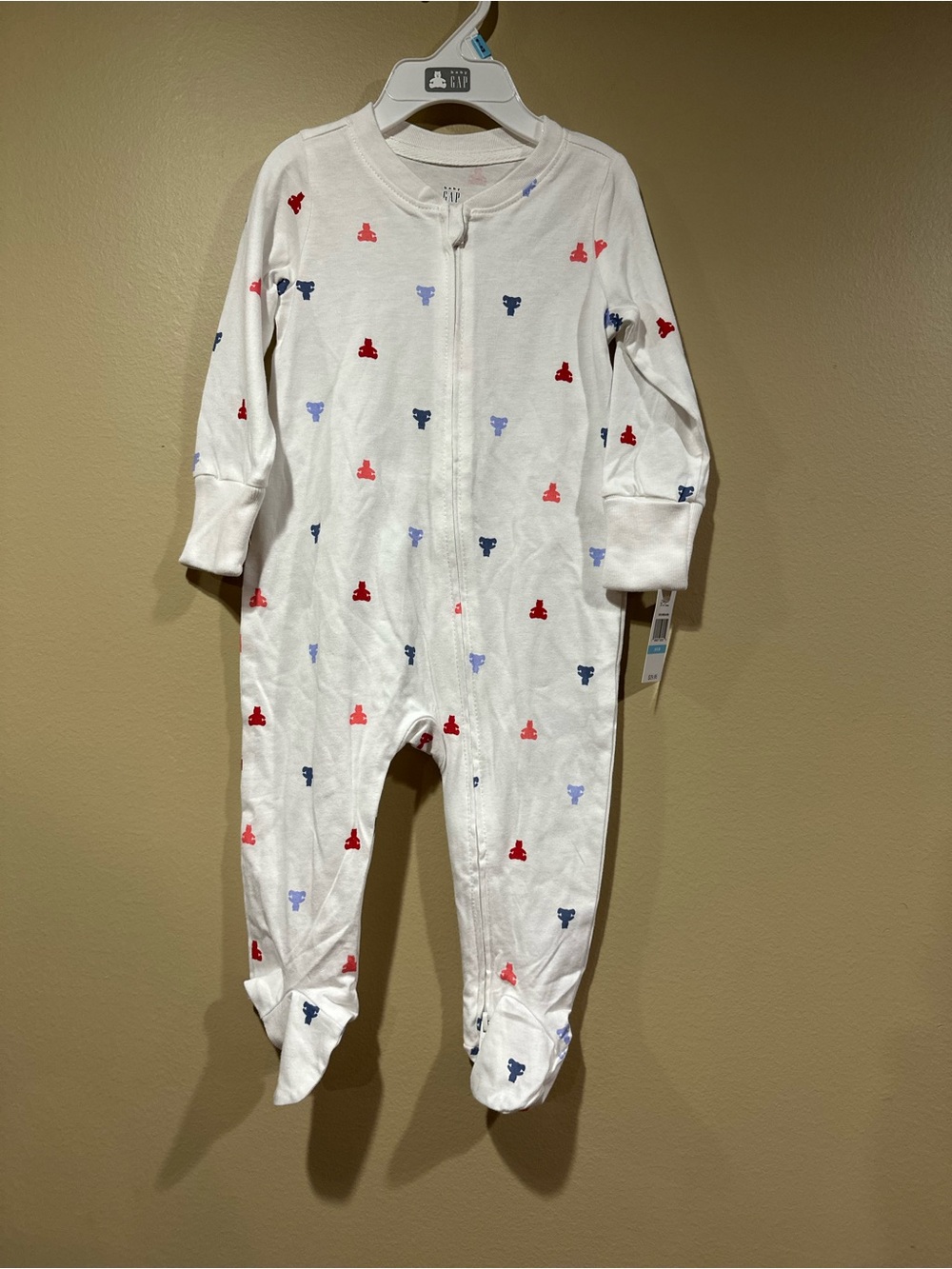 GAP White Footed One-Piece with Red & Blue Micro Prints